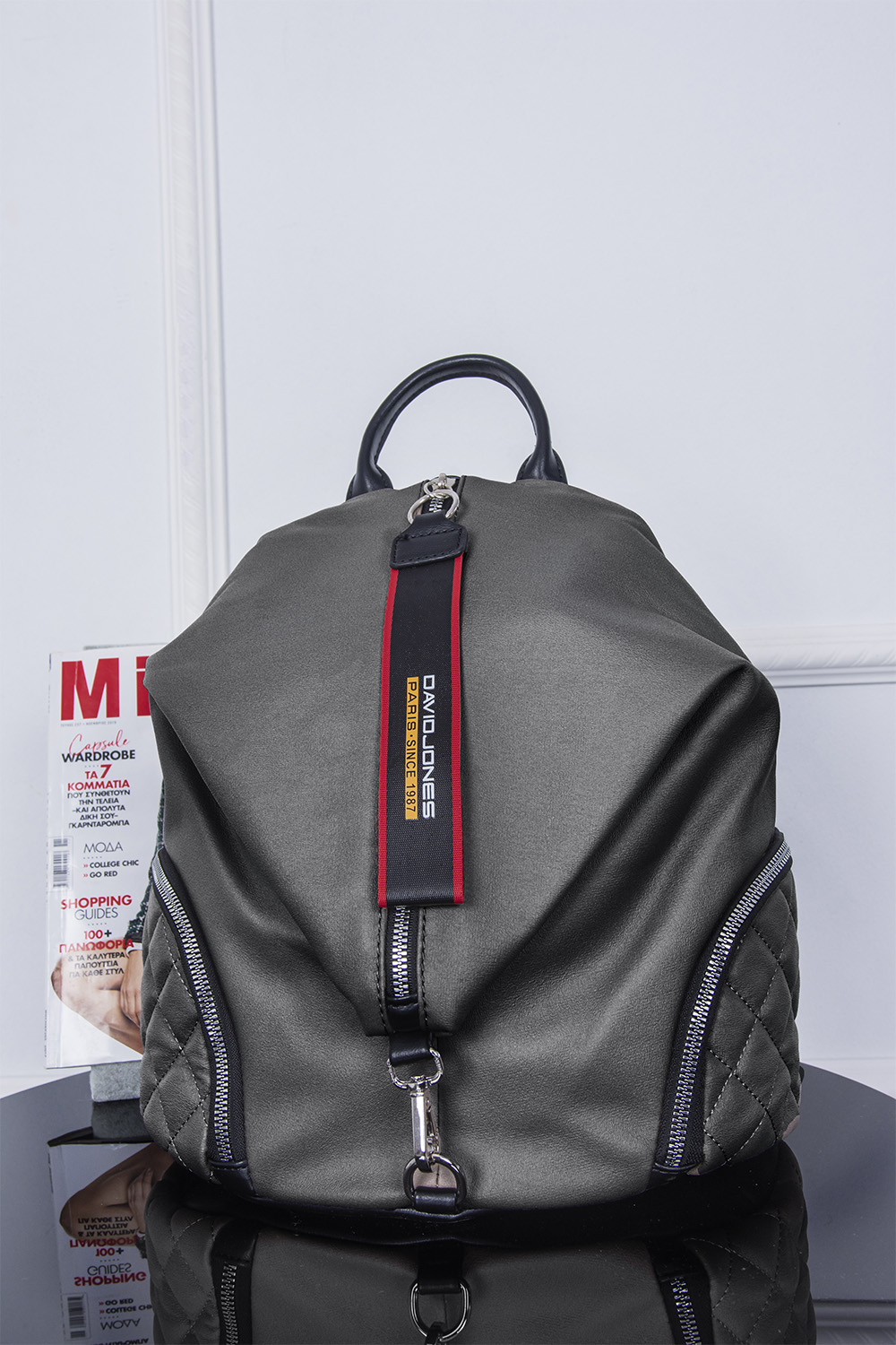 Backpack με φερμουάρ και clip - ΜΟΛΥΒΙ
