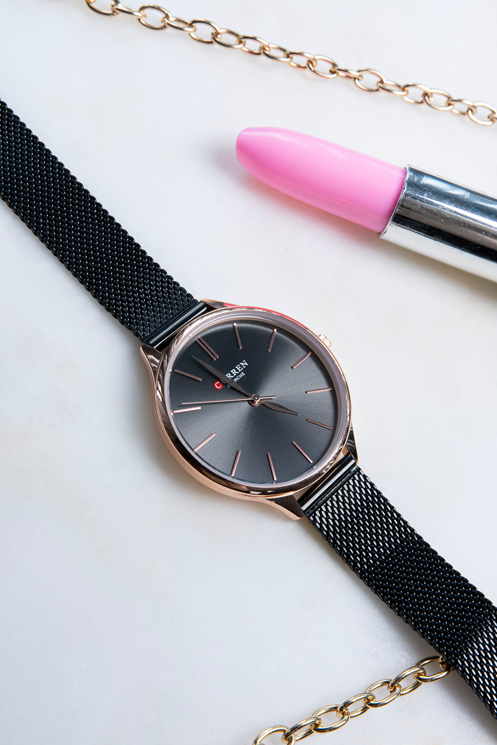Curren 9024 Μονόχρωμο ρολόι με rose gold δείκτες και καντράν Curren 9024 Μονόχρωμο ρολόι με rose gold δείκτες και καντράν