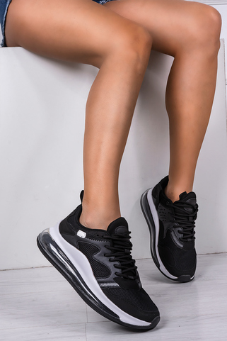 Μονόχρωμα sneakers με διάφανη σόλα - ΜΑΥΡΟ