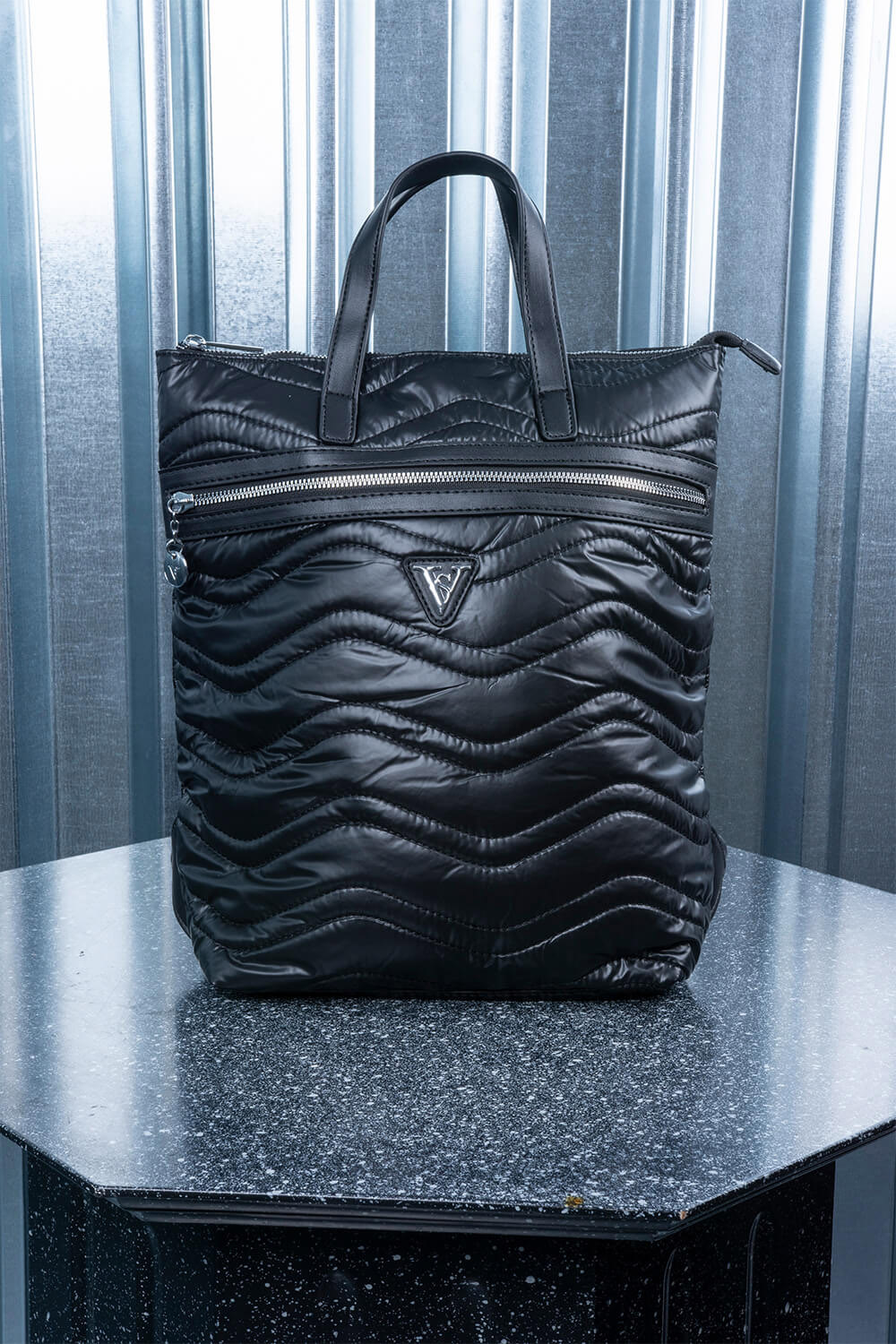 Υφασμάτινο backpack με φερμουάρ - ΜΑΥΡΟ
