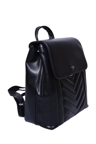 Backpack με καπιτονέ λεπτομέρεια - ΜΑΥΡΟ