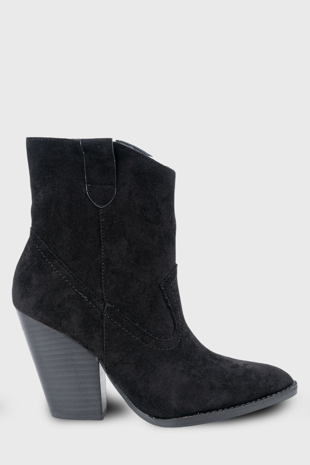 Μποτάκια suede με τακούνι και φερμουάρ Μποτάκια suede με τακούνι και φερμουάρ