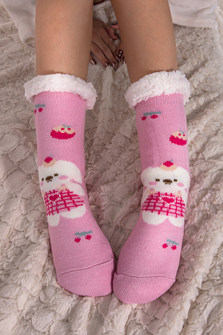 Χειμερινές κάλτσες με κουνελάκι - ΡΟΖ