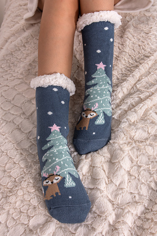 Αντιολισθητικές κάλτσες με χριστουγεννιάτικο print - ΠΕΤΡΟΛ