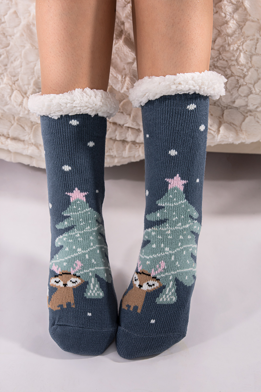 Αντιολισθητικές κάλτσες με χριστουγεννιάτικο print