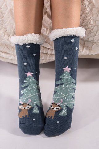 Αντιολισθητικές κάλτσες με χριστουγεννιάτικο print - ΠΕΤΡΟΛ