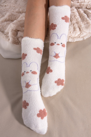 Κάλτσες με αρκουδάκι και λουλούδια - ΕΚΡΟΥ
